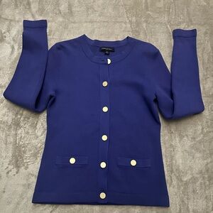 Banana Republic Purple Crewneck Cardigan with Gold Buttons XS